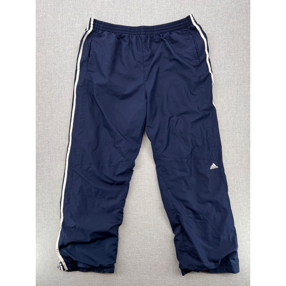 VTG Y2K Adidas ClimaProof Track Pants Men 2XL Navy 3 Stripe Retro Trackies
